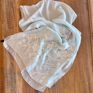 Valerie Steven’s Powder Blue Silk Floral Burnout Scarf | Wedding Wrap | Some Blu